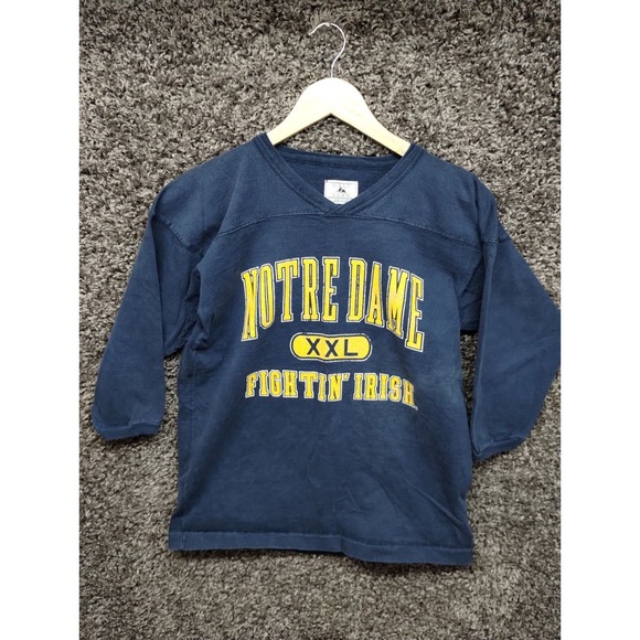 Vintage Notre‎ Dame Fightin Irish Navy Blue Sweater Shirt Galt Sand Youth Large - Picture 1 of 7